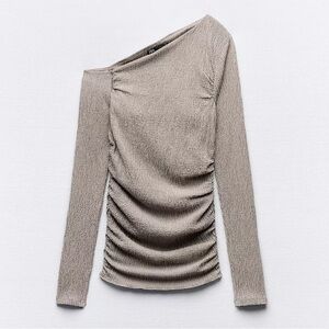 Zara Taupe Textured Blouse